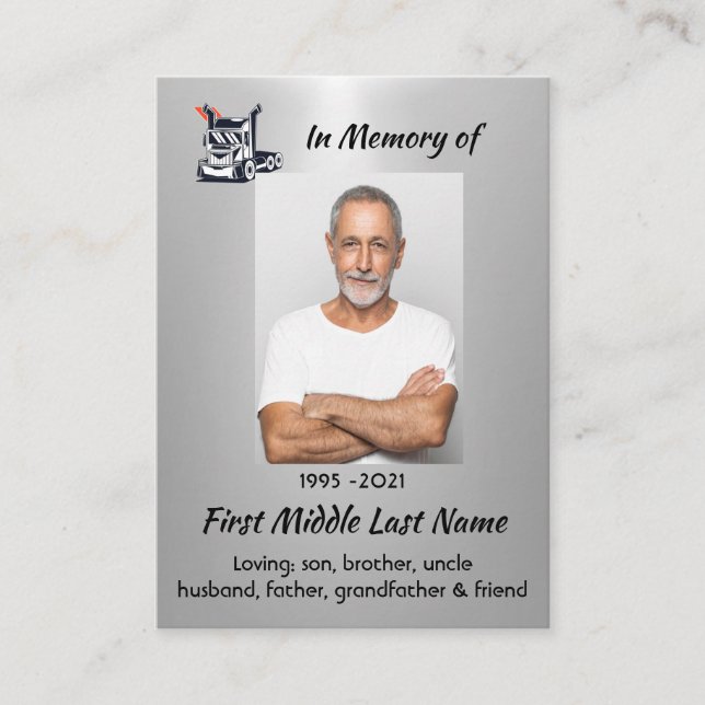 Keepsake  Memorial Semi-Truck Tractor-trailer  Business Card (Front)