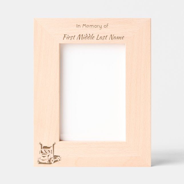 Keepsake  Memorial Semi-Truck Tractor-trailer  Etched Frames (Front)