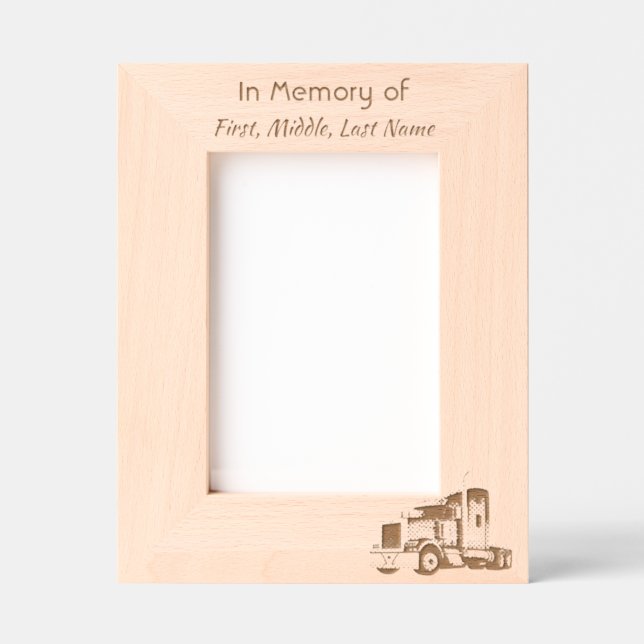 Keepsake Memorial  Semi-Truck Tractor-trailer  Etched Frames (Front)
