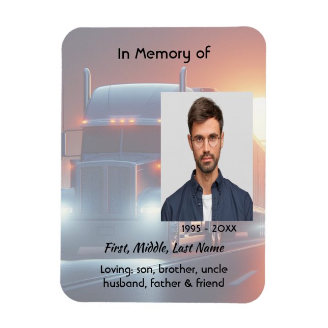 Keepsake Memorial Semi-Truck Tractor-trailer  Magnet (Vertical)