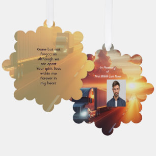 Keepsake Memorial Semi-Truck Tractor-trailer Tree Decoration Card