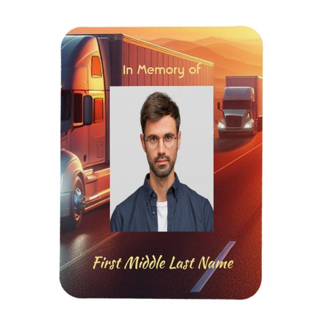 Keepsake Memorial  SemiTruck Tractor-trailer  Magnet (Vertical)