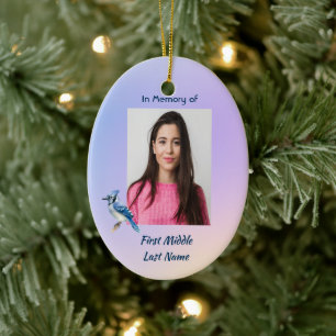 Keepsake Memorial Watercolor Bluejay Garden Ceramic Tree Decoration