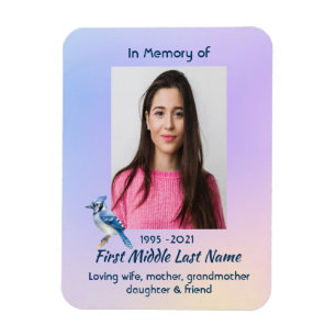 Keepsake Memorial Watercolor Bluejay Garden Magnet