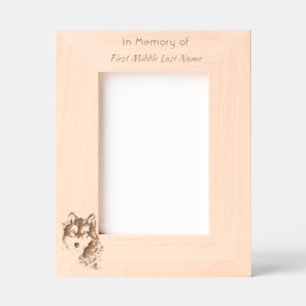 Keepsake Memorial Watercolor Wolf Animal Etched Frames