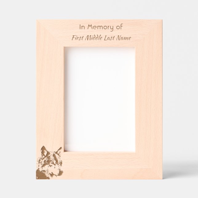 Keepsake Memorial Watercolor Wolf Animal Etched Frames (Front)