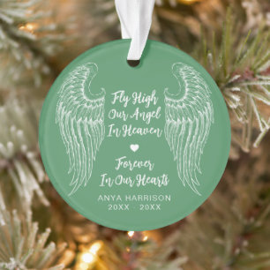 Keepsake Memorial Wings Fly High Our Angle Photo Ornament