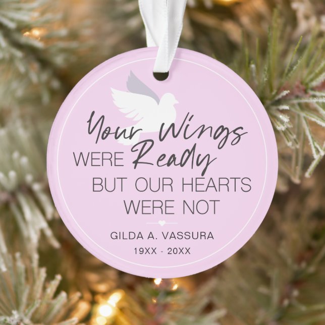 Keepsake Memorial Your Wings Were Ready Photo Ornament (Tree)