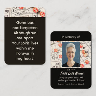 Keepsake Memory Photo Prayer Bingo Game Business Card