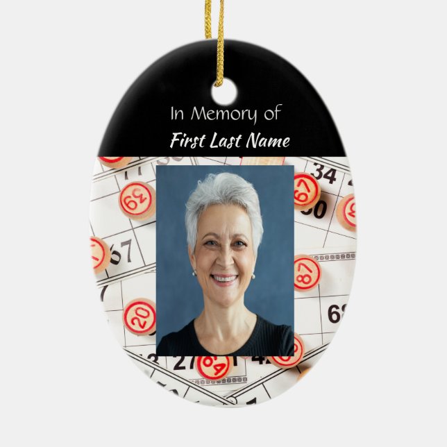 Keepsake Memory Photo Prayer Bingo Game Ceramic Tree Decoration (Back)