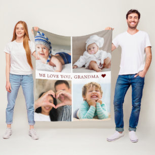 Keepsake Mum Grandma Photo Collage Fleece Blanket