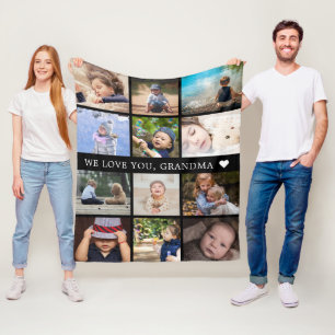 Keepsake Mum Grandma Photo Collage Fleece Blanket
