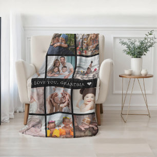 Keepsake Mum Grandma Photo Collage Fleece Blanket