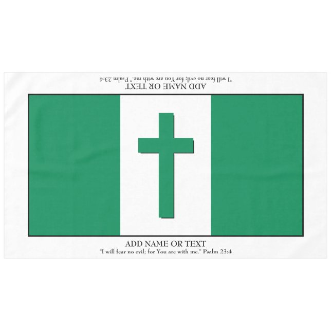 Keepsake | NIGERIA FLAG | Cross Scripture Large Tablecloth (Front (Horizontal))