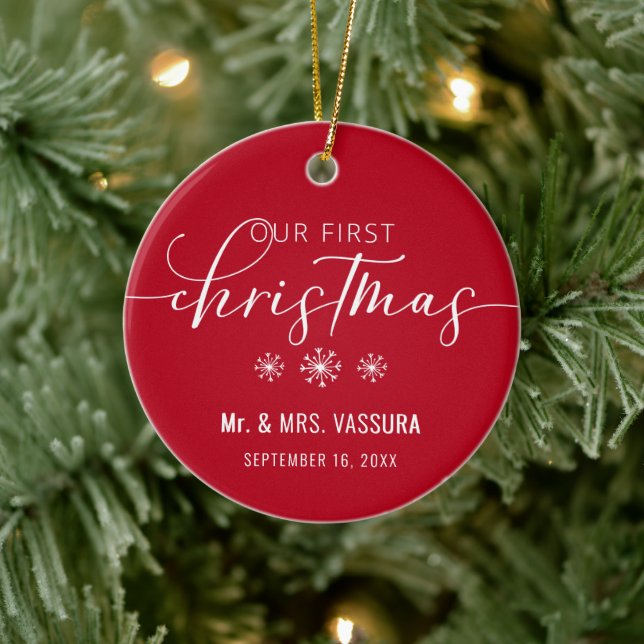 Keepsake Our First Christmas Mr and Mrs Photo Ceramic Tree Decoration (Tree)