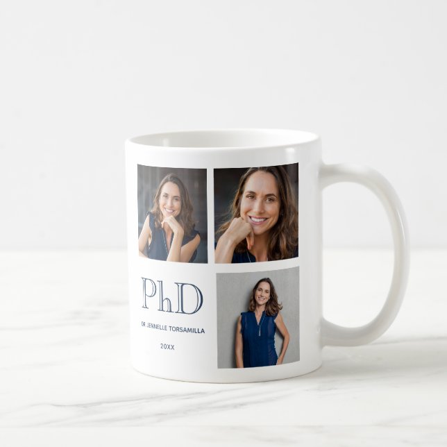 Keepsake Photo Blue PhD Graduation Coffee Mug (Right)
