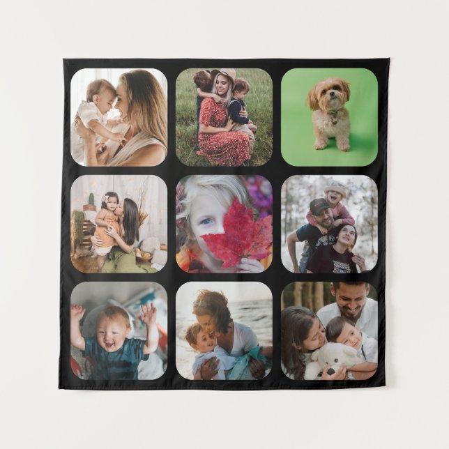 Keepsake Photo Collage square template round edges Tapestry (Front)