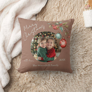 Keepsake Photo Elegant Watercolor Christmas  Cushion