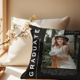 Keepsake Photo & Quote Graduation Gift Black Cushion