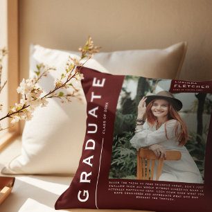 Keepsake Photo & Quote Graduation Gift Burgundy Cushion