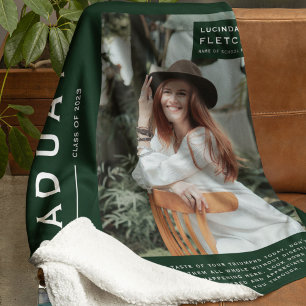 Keepsake Photo & Quote Graduation Gift Dark Green Fleece Blanket