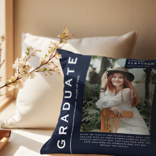 Keepsake Photo & Quote Graduation Gift Navy Cushion