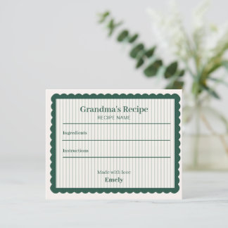 Keepsake Recipe Card, Personalised Family Recipe
