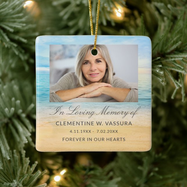 Keepsake Remembrance Beach Photo Ceramic Ornament (Tree)
