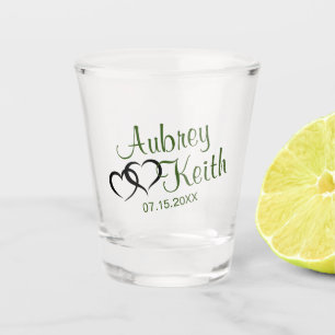 Keepsake Shotglass with Bride and Groom name Shot Glass