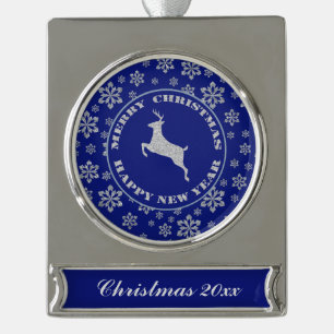 Keepsake Snowflake Reindeer Christmas Silver Plated Banner Ornament
