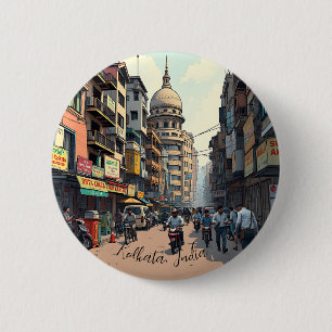 Keepsake Souvenir for downtown Kolkata, India 6 Cm Round Badge