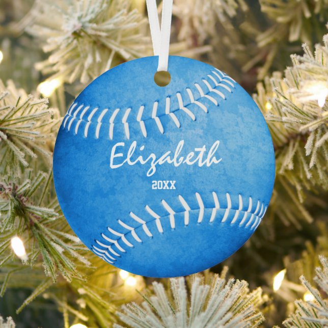 keepsake sports gifts girls blue softball metal tree decoration (Insitu)