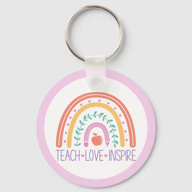 Keepsake Teach Love Inspire Rainbow Keychain (Front)