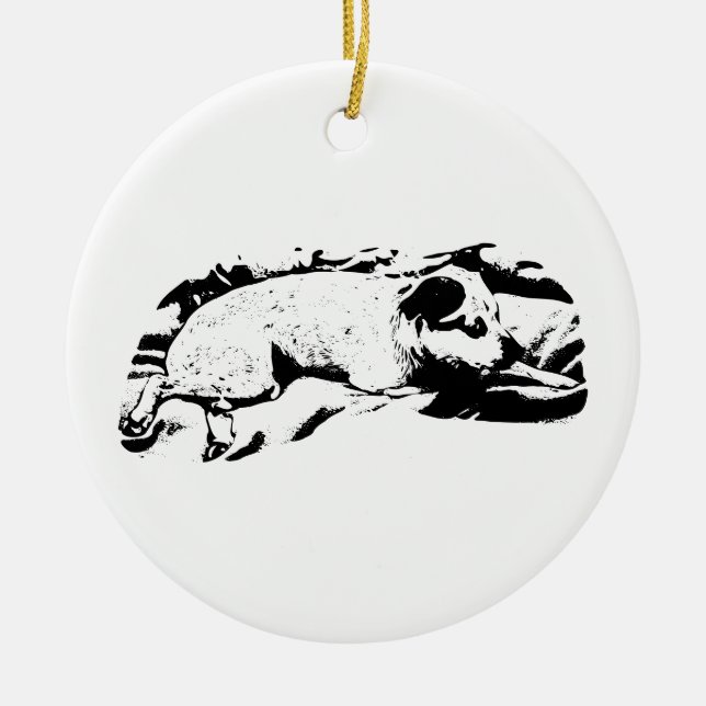 Keepsake Terrier, Resting and Ready Ceramic Tree Decoration (Front)