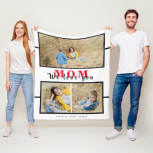 Keepsake we love you Mum Grandma Photo Collage Fleece Blanket