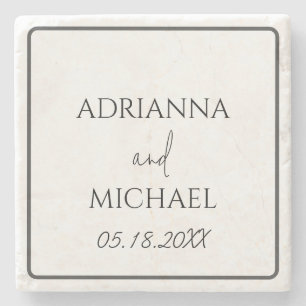 Keepsake Wedding Couple's Name and Date Stone Coaster