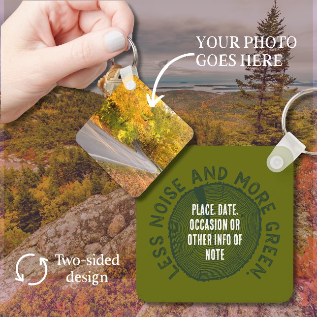 Keepsake Your Own Photos Outdoor Vacation DIY Key Ring (Two-sided metal keychain makes a great outdoor vacation souvenir. Add your photo and custom text.)