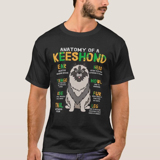 Keeshond Anatomy Funny Dog Mum Dad Gift T Shirt (Front)