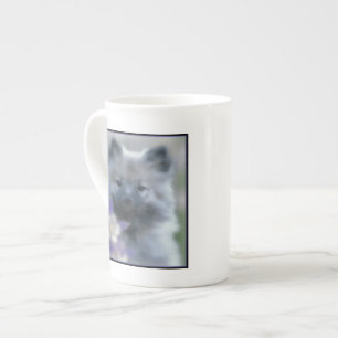 Keeshond and Columbine - Dog Photograph Bone China Mug