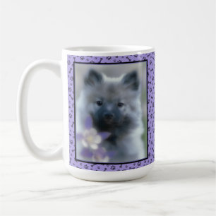 Keeshond and Columbine - Dog Photograph Coffee Mug
