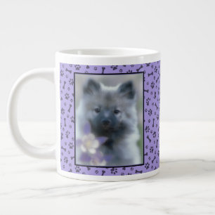 Keeshond and Columbine - Dog Photograph Large Coffee Mug