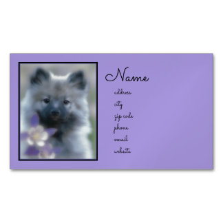 Keeshond and Columbine - Dog Photograph Magnetic Business Card