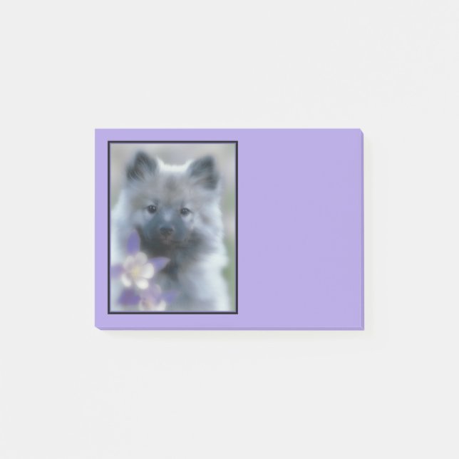 Keeshond and Columbine  - Dog Photograph Post-it Notes (Front)