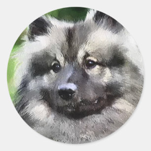 Keeshond Art Gifts Classic Round Sticker