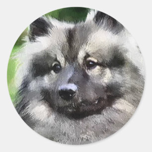 Keeshond Art Gifts Classic Round Sticker