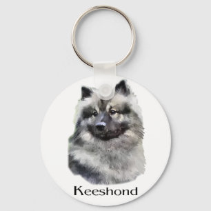 Keeshond Art Gifts Key Ring