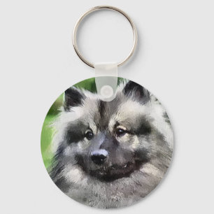 Keeshond Art Gifts Key Ring