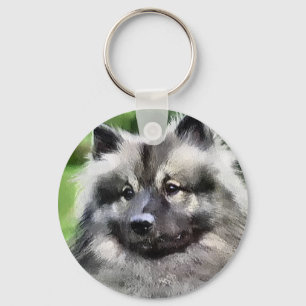 Keeshond Art Gifts Key Ring