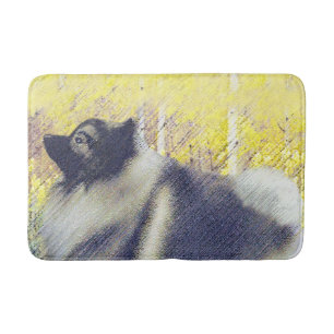 Keeshond Aspen Painting - Cute Original Dog Art Bath Mat