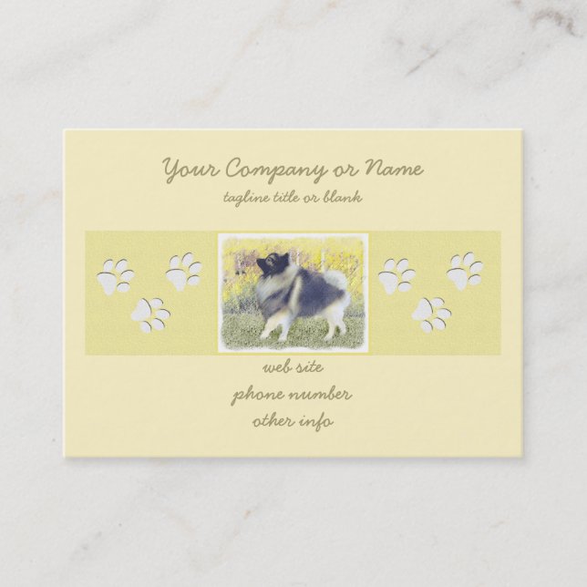 Keeshond Aspen Painting - Cute Original Dog Art Business Card (Front)